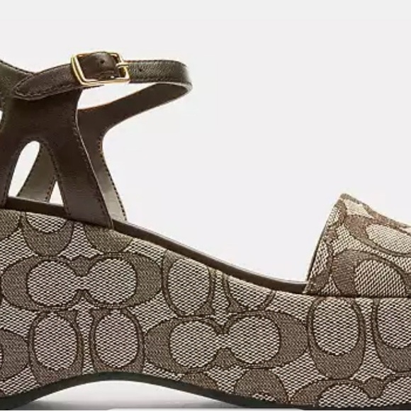 🤎 COACH- GALE WEDGE SANDAL IN SIGNATURE JACQUARD 🤎 - Picture 11 of 11